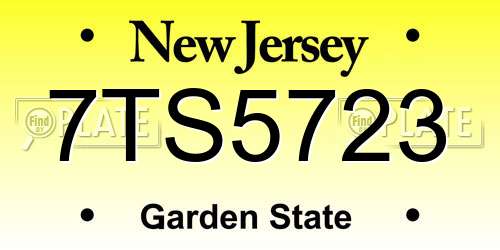7TS5723 New Jersey License Plate