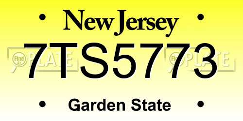 7TS5773 New Jersey License Plate