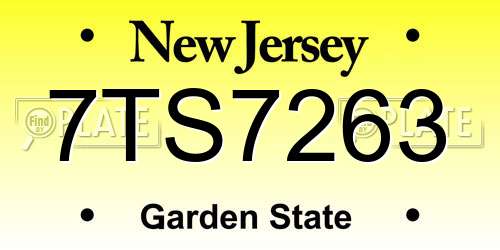 7TS7263 New Jersey License Plate