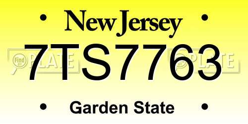 7TS7763 New Jersey License Plate