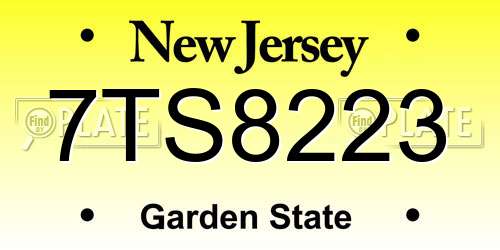 7TS8223 New Jersey License Plate