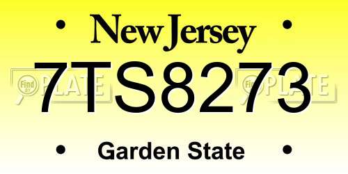 7TS8273 New Jersey License Plate