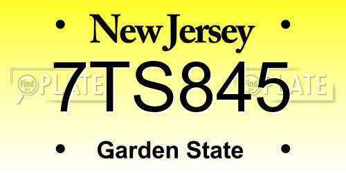7TS845 New Jersey License Plate