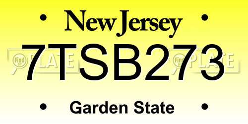 7TSB273 New Jersey License Plate
