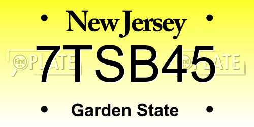 7TSB45 New Jersey License Plate