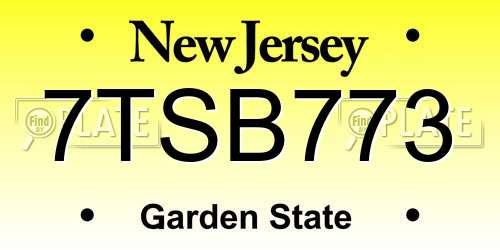 7TSB773 New Jersey License Plate