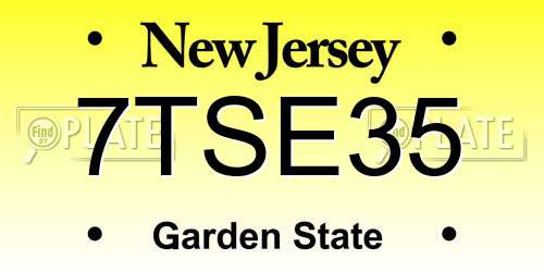 7TSE35 New Jersey License Plate
