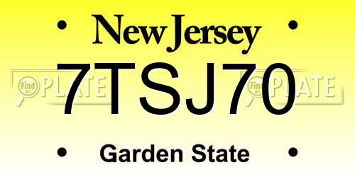 7TSJ70 New Jersey License Plate