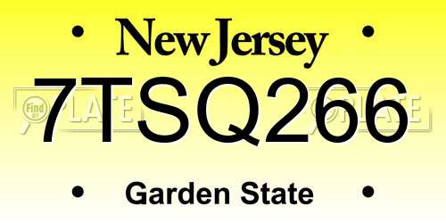 7TSQ266 New Jersey License Plate