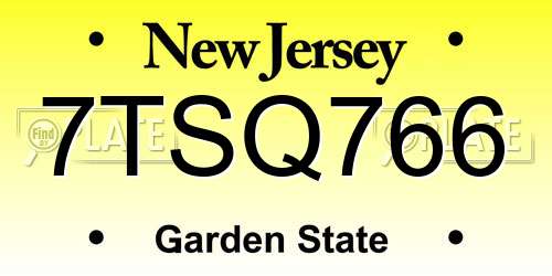 7TSQ766 New Jersey License Plate