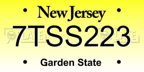 7TSS223 New Jersey License Plate