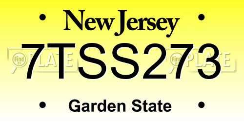 7TSS273 New Jersey License Plate