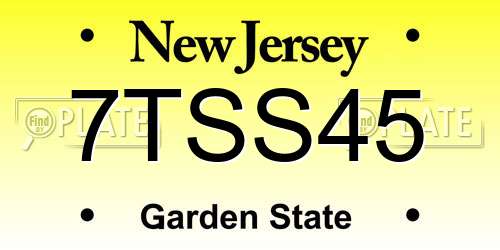 7TSS45 New Jersey License Plate
