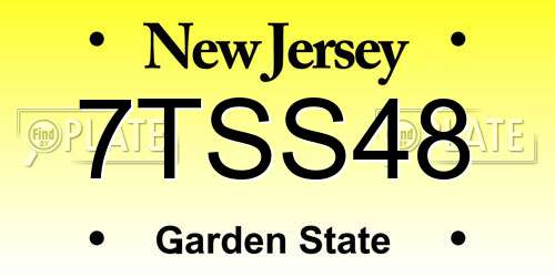 7TSS48 New Jersey License Plate