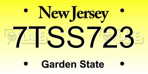 7TSS723 New Jersey License Plate