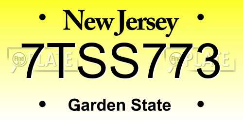 7TSS773 New Jersey License Plate