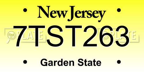 7TST263 New Jersey License Plate