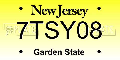 7TSY08 New Jersey License Plate