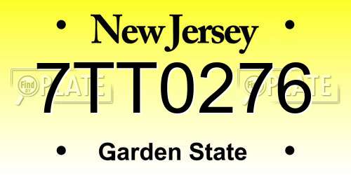 7TT0276 New Jersey License Plate