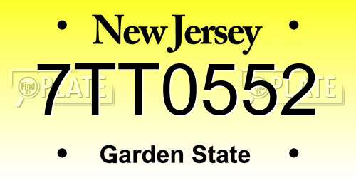 7TT0552 New Jersey License Plate