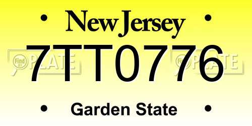 7TT0776 New Jersey License Plate