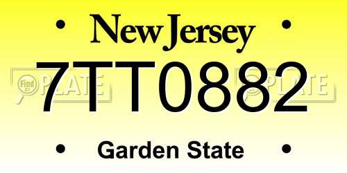 7TT0882 New Jersey License Plate