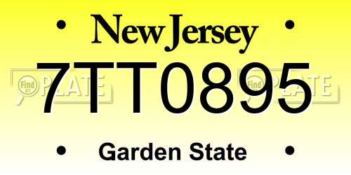 7TT0895 New Jersey License Plate