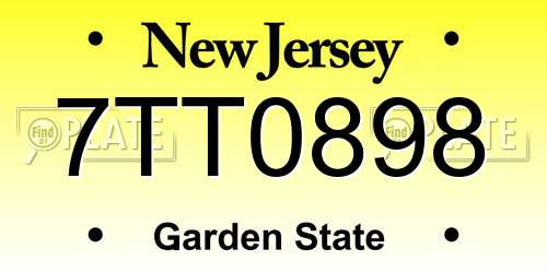 7TT0898 New Jersey License Plate