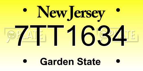 7TT1634 New Jersey License Plate