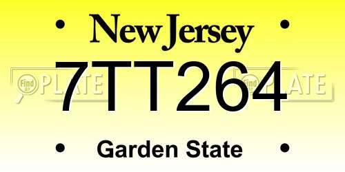 7TT264 New Jersey License Plate