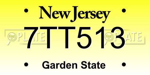 7TT513 New Jersey License Plate