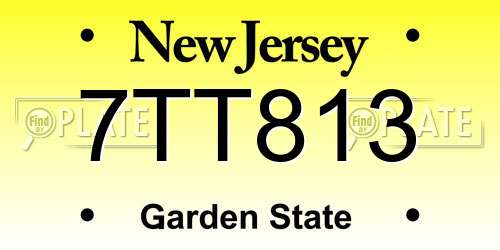 7TT813 New Jersey License Plate