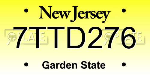 7TTD276 New Jersey License Plate