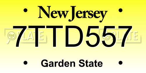 7TTD557 New Jersey License Plate