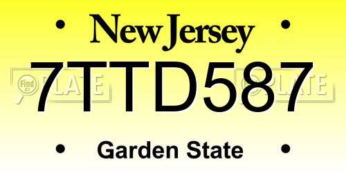 7TTD587 New Jersey License Plate