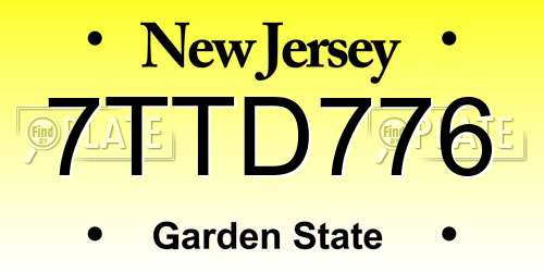 7TTD776 New Jersey License Plate