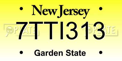 7TTI313 New Jersey License Plate