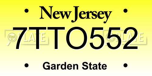 7TTO552 New Jersey License Plate