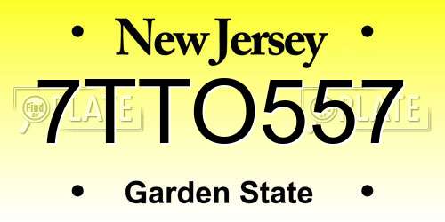 7TTO557 New Jersey License Plate