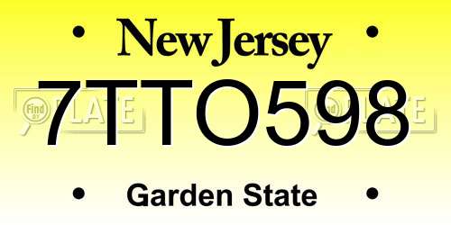 7TTO598 New Jersey License Plate