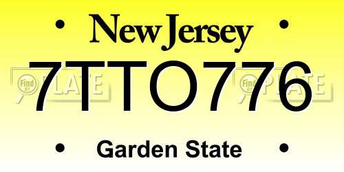 7TTO776 New Jersey License Plate