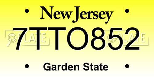 7TTO852 New Jersey License Plate