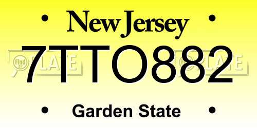7TTO882 New Jersey License Plate