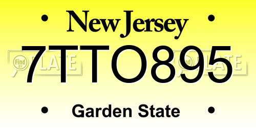 7TTO895 New Jersey License Plate