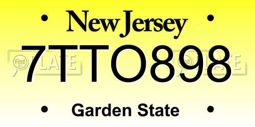7TTO898 New Jersey License Plate