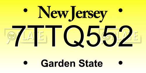 7TTQ552 New Jersey License Plate