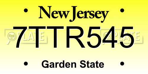 7TTR545 New Jersey License Plate