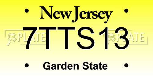 7TTS13 New Jersey License Plate