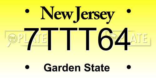 7TTT64 New Jersey License Plate