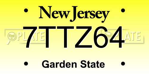 7TTZ64 New Jersey License Plate